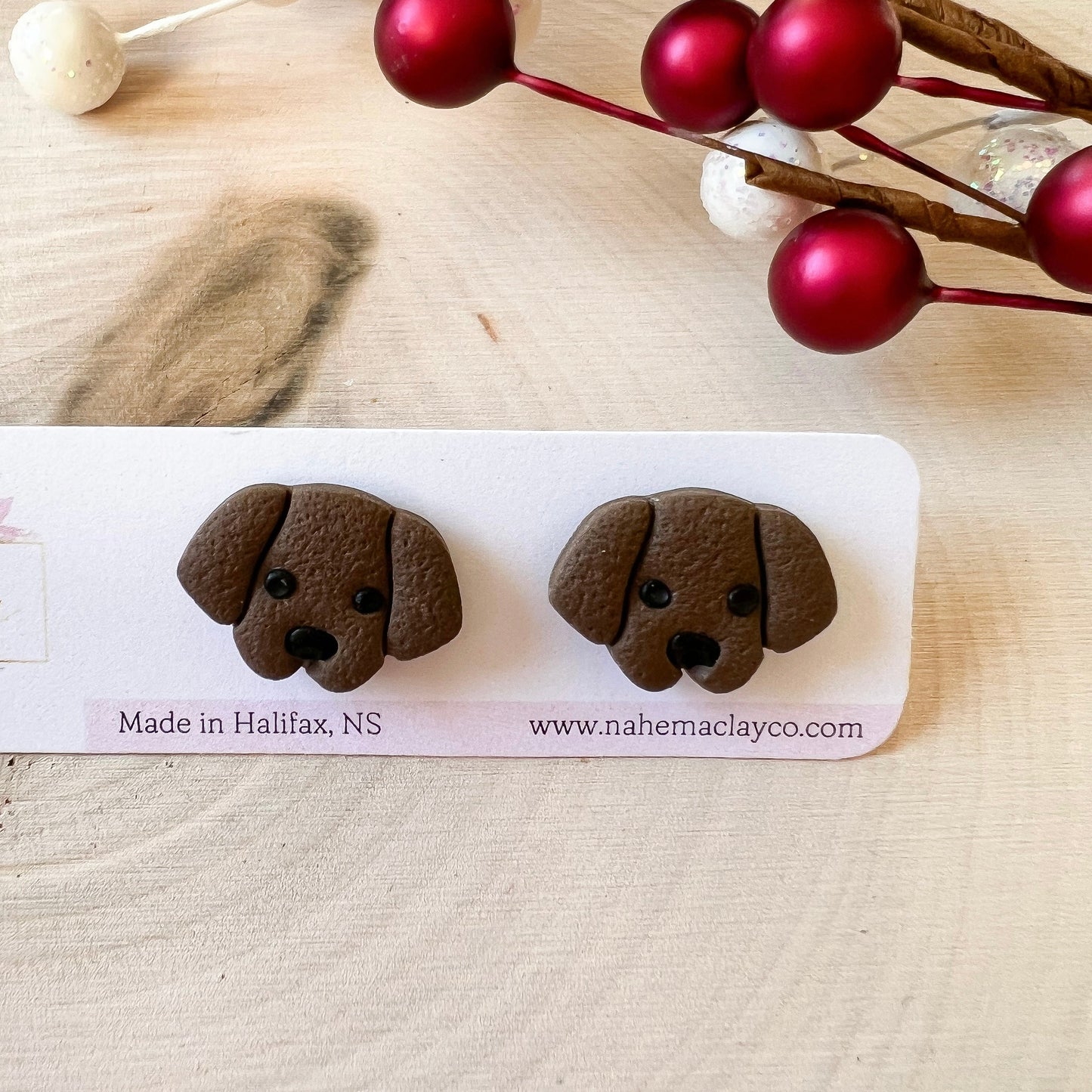 Dog Studs clay earrings