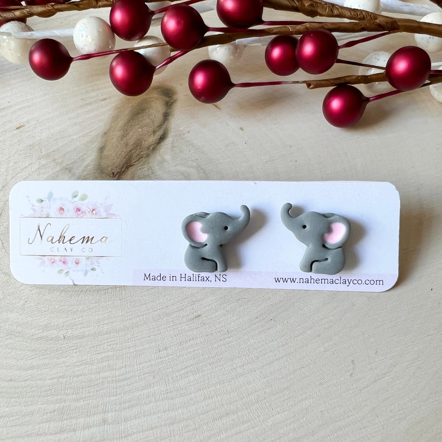 Elephants clay earrings