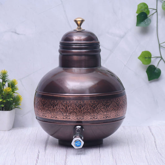 Pure Copper Water Dispenser Antique Engraved Ghada/Pot  Capacity
