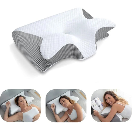 1pc Memory Foam Cervical Pillow – 2-in-1 Ergonomic Neck Support Pillow for Neck Pain Relief