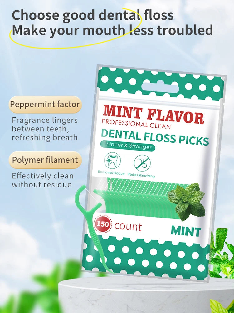 Mint Dental Floss Sticks – Portable Disposable Oral Care Picks for Deep Interdental Cleaning