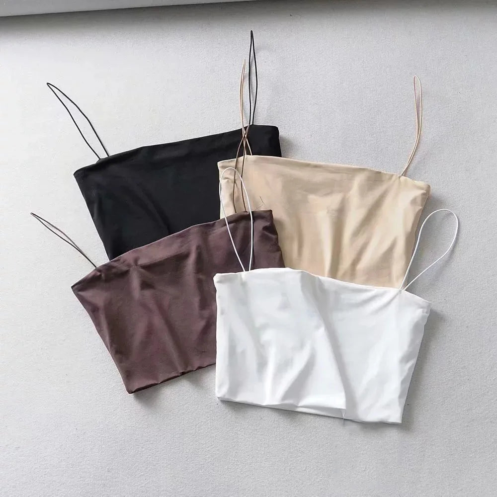 2025 Summer Women’s Crop Top – Sexy Elastic Cotton Cami Sleeveless Short Tank Top