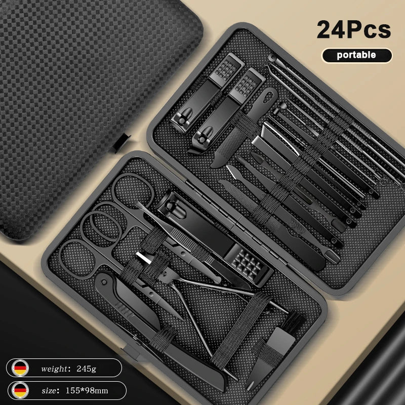 8/12/15/20/24 Pcs Manicure Nail Clipper Set – Stainless Steel Pedicure & Beauty Grooming Kit