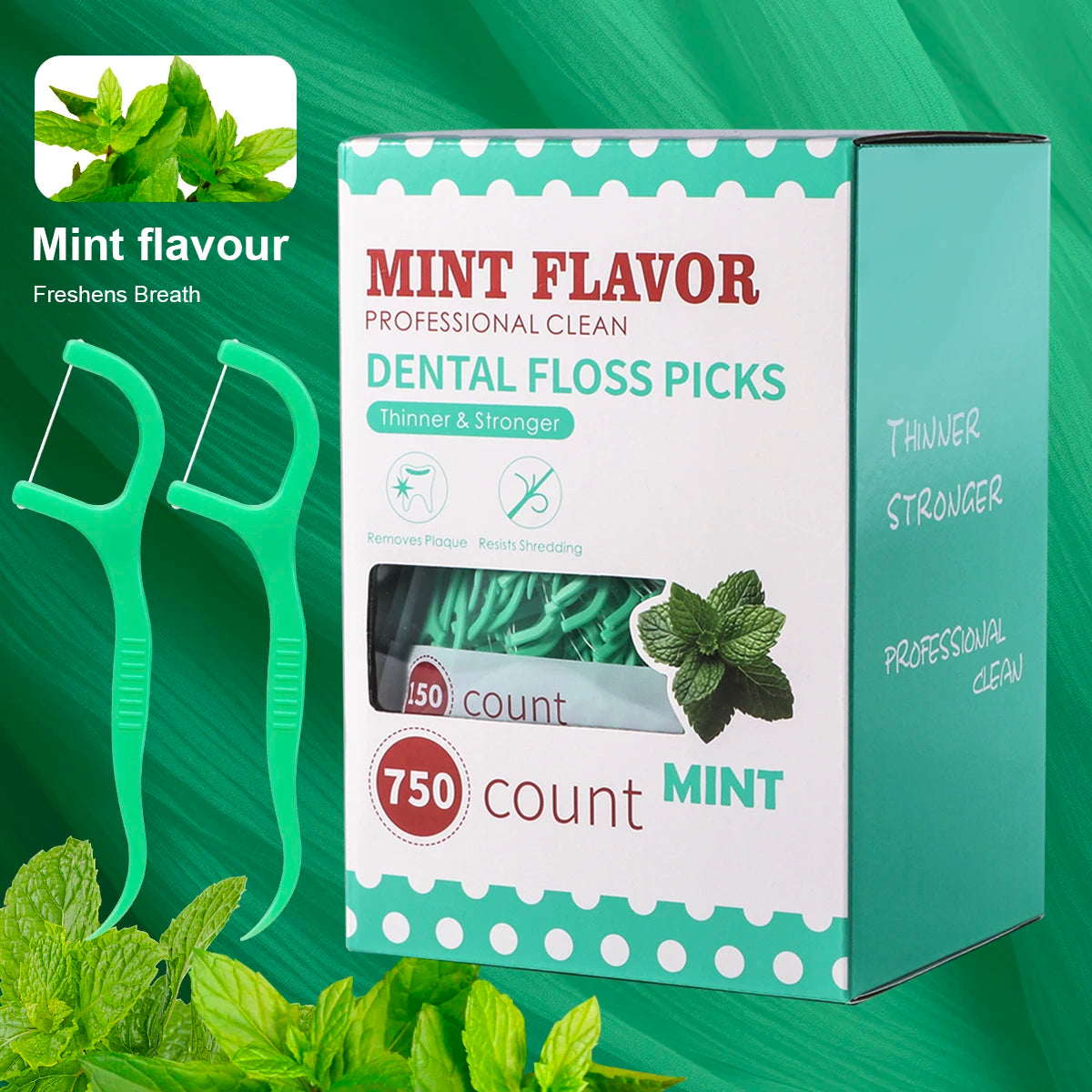 Mint Dental Floss Sticks – Portable Disposable Oral Care Picks for Deep Interdental Cleaning