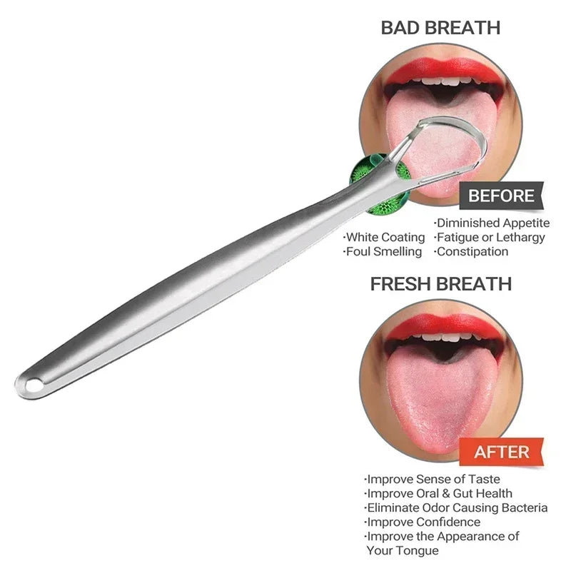 1/2 Pcs Reusable Stainless Steel Tongue Scraper – Oral Hygiene Cleaner for Fresh Breath & Healthy Mouth