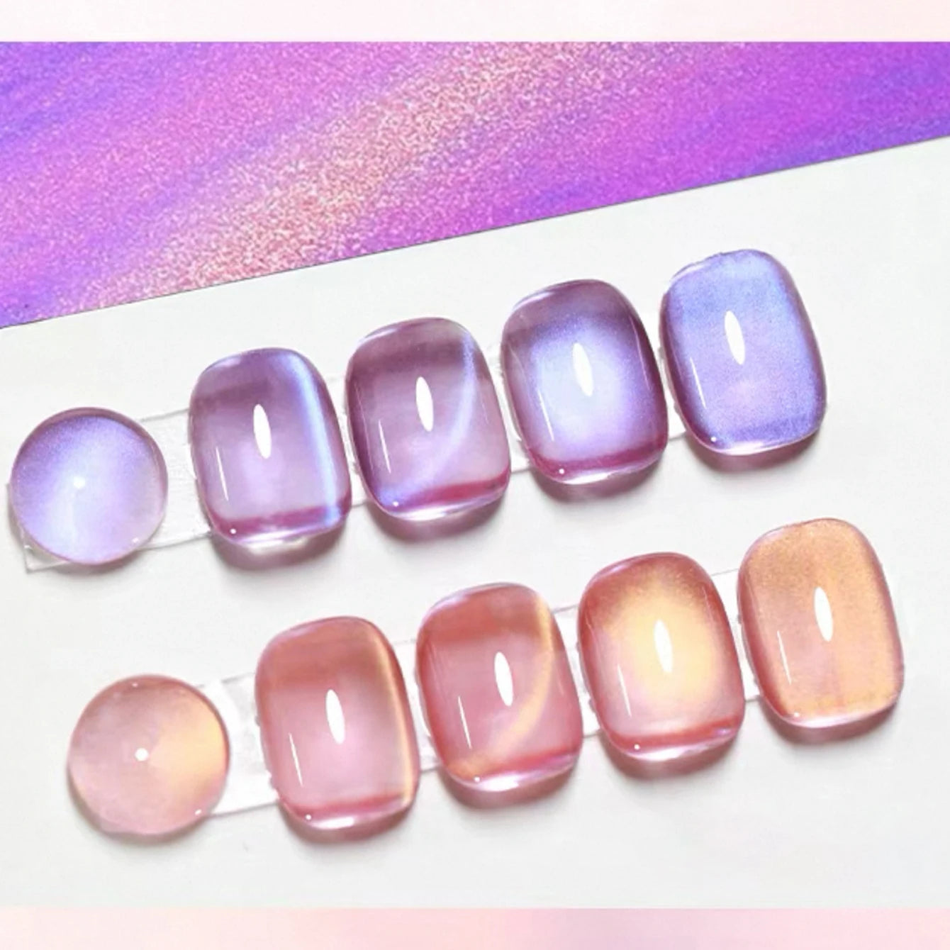 1/6PCS SS25 Cat Eye Gel Polish Kit – 5 Colors w/ Glass Beads & Crystal Effect | Professional Nail Art Manicure Supplies