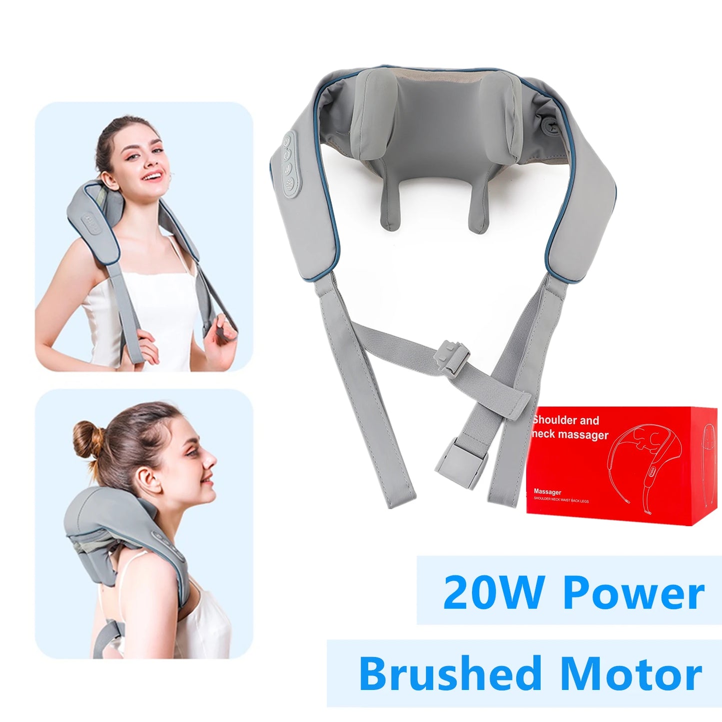 Foreverlily 26W Wireless Neck & Shoulder Massager – Back Kneading Massage Shawl with Brushless Motor