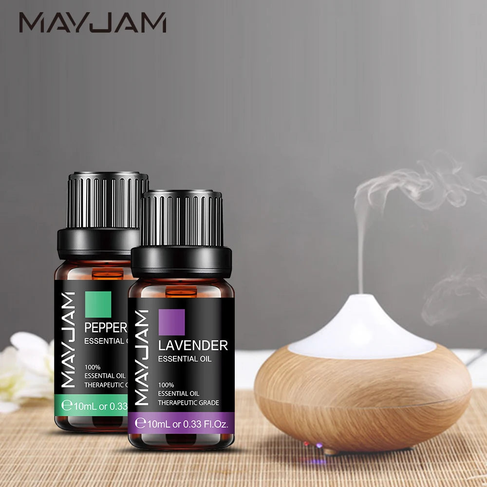 MAYJAM Essential Oils 10ML – Lavender, Lemongrass, Jasmine, Vanilla, Eucalyptus, Rose & Lemon for Diffuser, Humidifier & Candle Making
