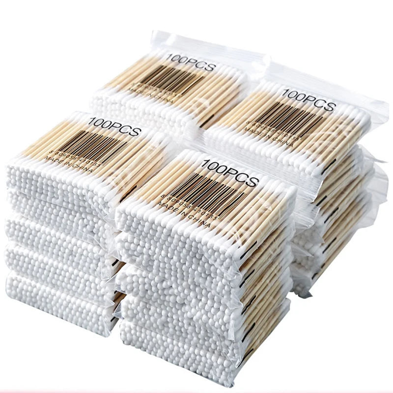 100pcs Disposable Double-Ended Cotton Swabs β Ear Cleaning & Makeup Removal