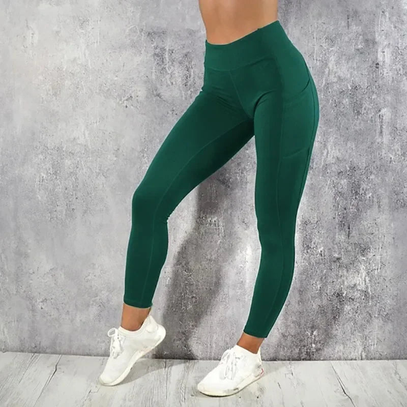 Yoga Fitness Women’s Leggings – High Waist Tights with Pocket, Butt Lifting