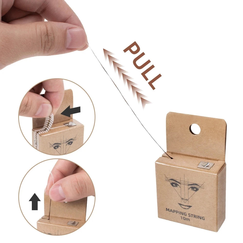 10m Eyebrow Mapping Marker Thread – Pre-Inked Microblading PMU String for Precise Brows