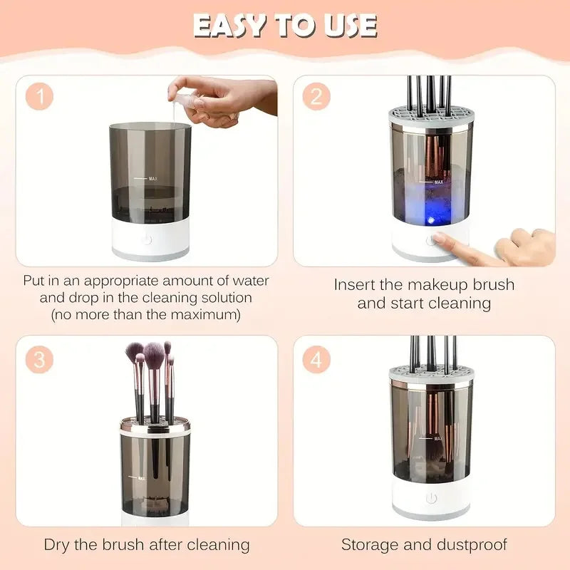 USB Electric Makeup Brush Cleaner – Quick & Portable Brush Cleaning Machine with Collars