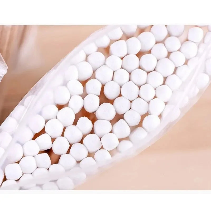 100pcs/500pcs Double Head Wooden Cotton Swabs – Eco-Friendly Cotton Buds for Makeup, Ear & Nose Cleaning