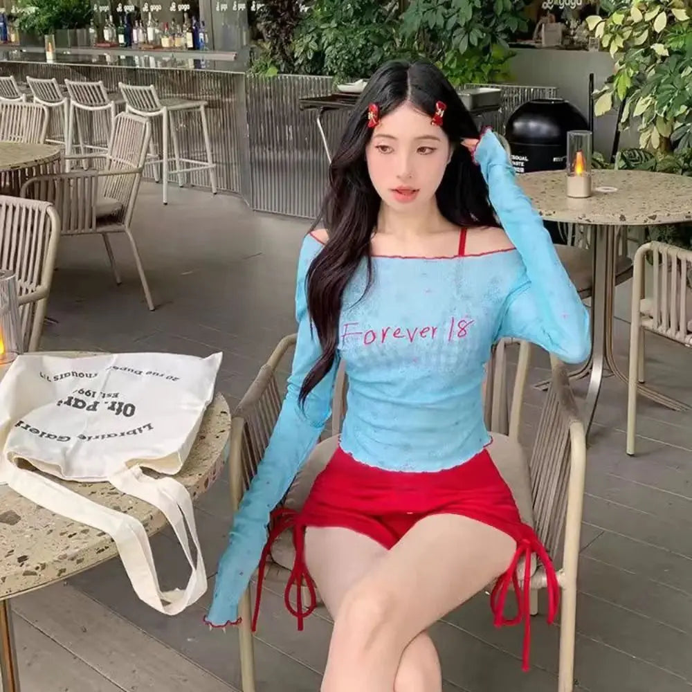 Sweet Floral Bikini Set – Women’s Two-Piece Sleeveless Backless Korean Style Swimsuit