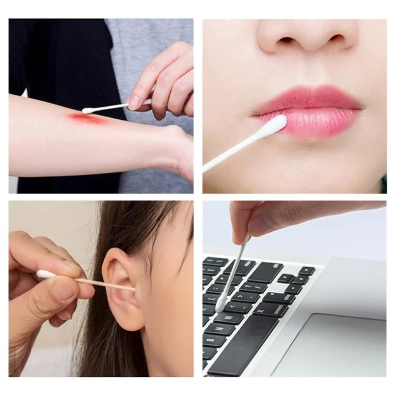 100pcs Disposable Double-Ended Cotton Swabs β Ear Cleaning & Makeup Removal