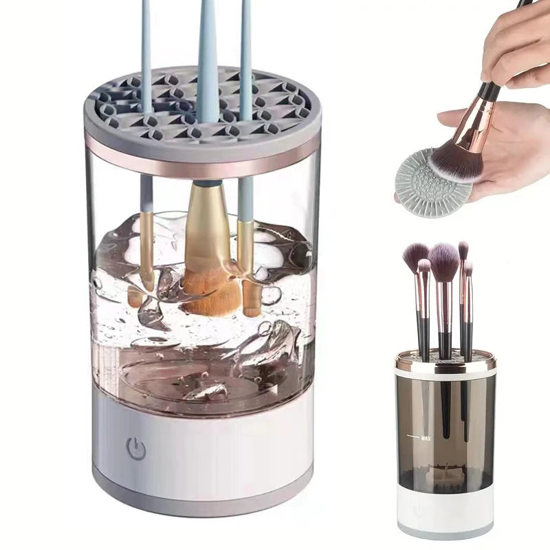 USB Electric Makeup Brush Cleaner – Quick & Portable Brush Cleaning Machine with Collars