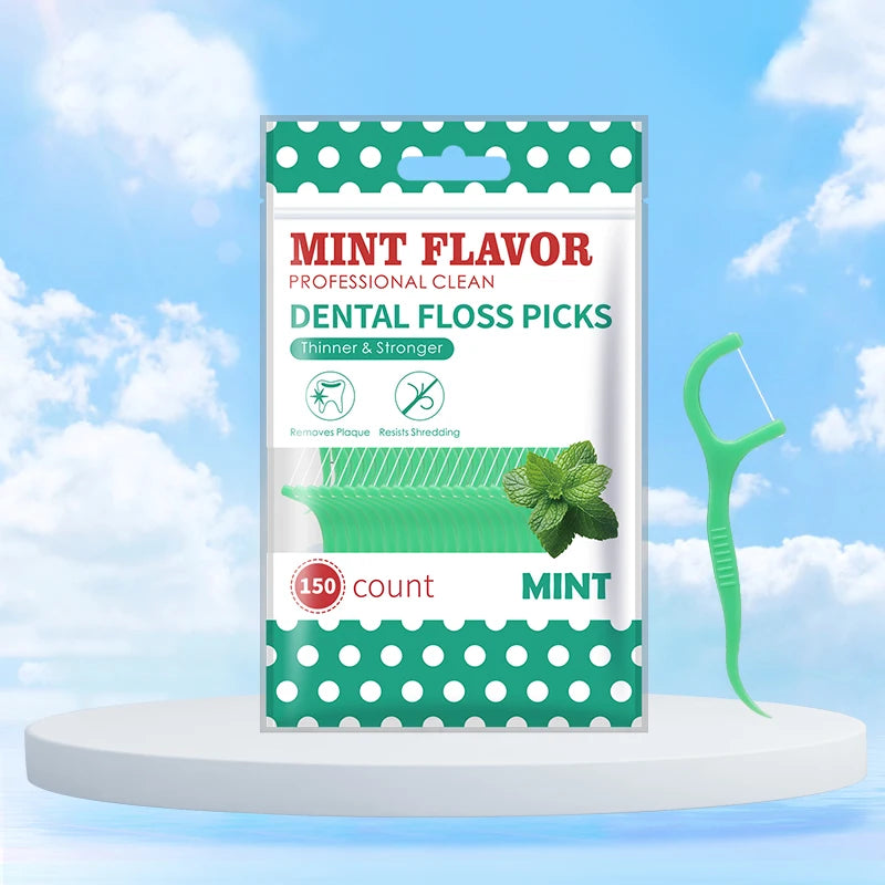 Mint Dental Floss Sticks – Portable Disposable Oral Care Picks for Deep Interdental Cleaning