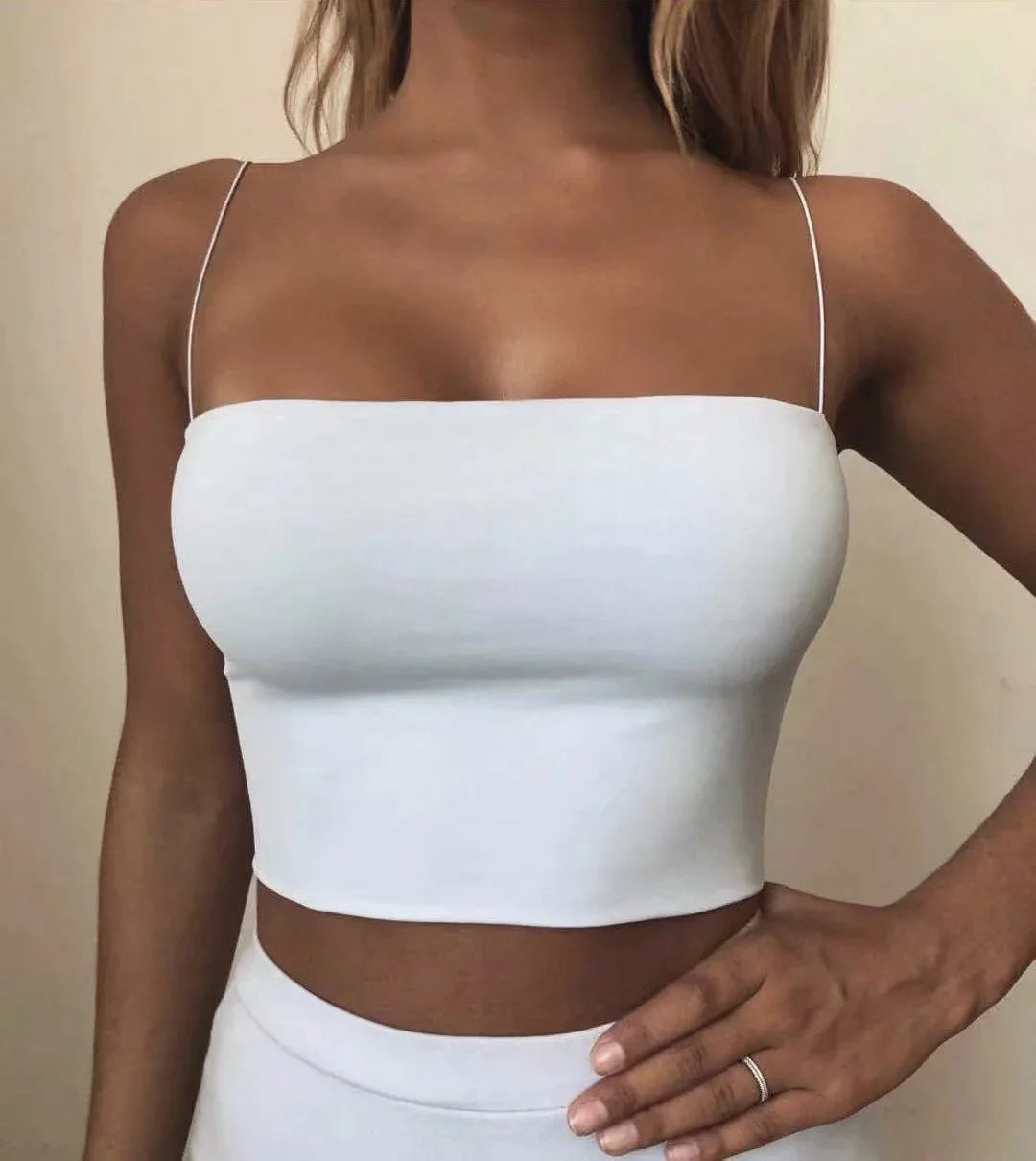 2025 Summer Women’s Crop Top – Sexy Elastic Cotton Cami Sleeveless Short Tank Top