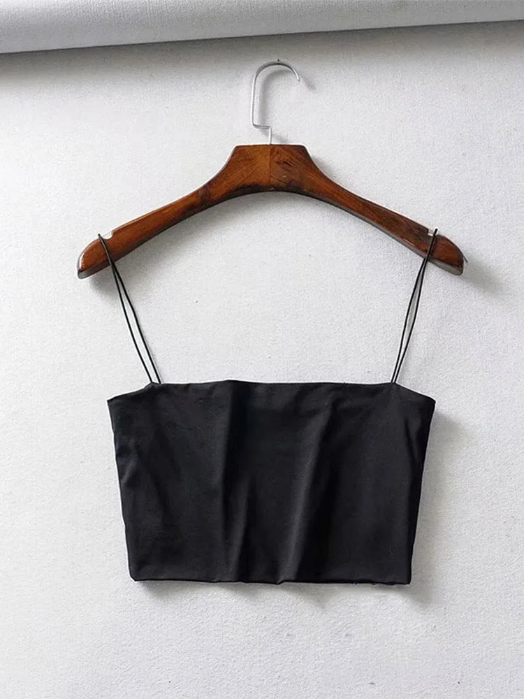 2025 Summer Women’s Crop Top – Sexy Elastic Cotton Cami Sleeveless Short Tank Top