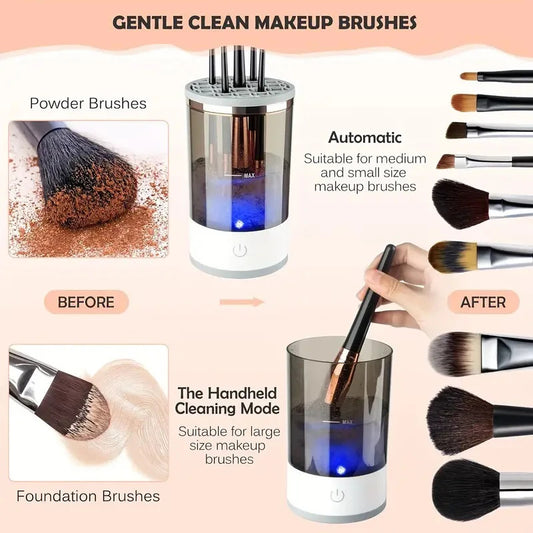 USB Electric Makeup Brush Cleaner – Quick & Portable Brush Cleaning Machine with Collars