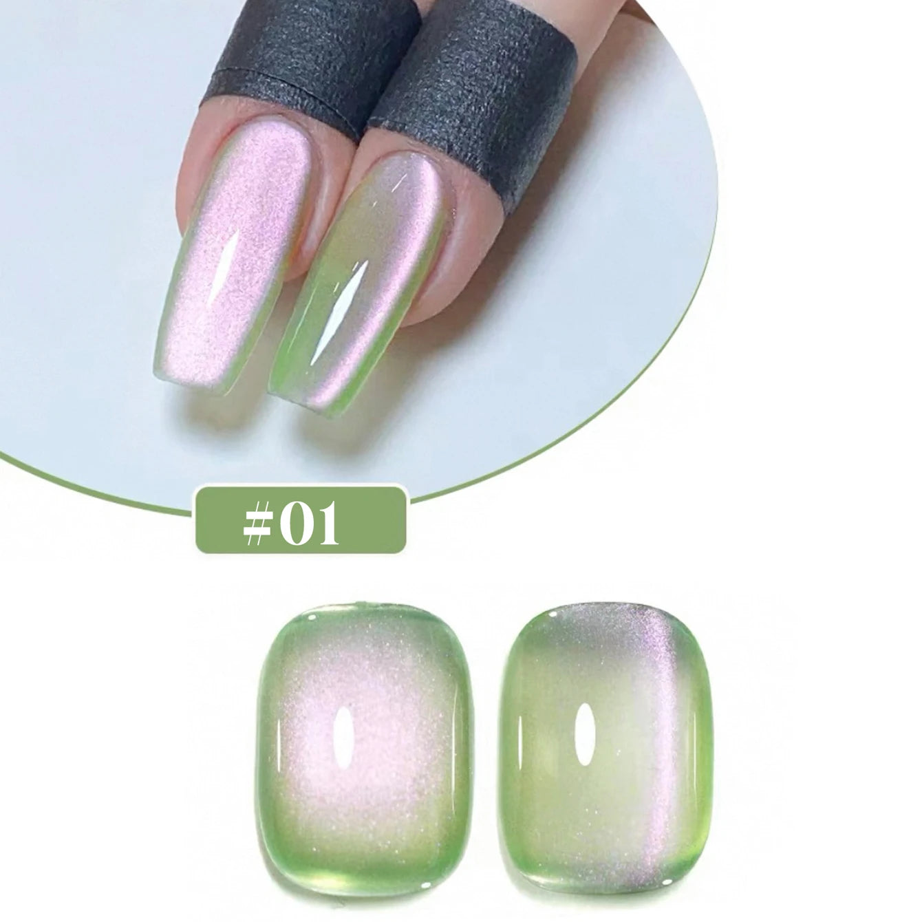 1/6PCS SS25 Cat Eye Gel Polish Kit – 5 Colors w/ Glass Beads & Crystal Effect | Professional Nail Art Manicure Supplies