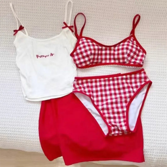 Sweet Floral Bikini Set – Women’s Two-Piece Sleeveless Backless Korean Style Swimsuit