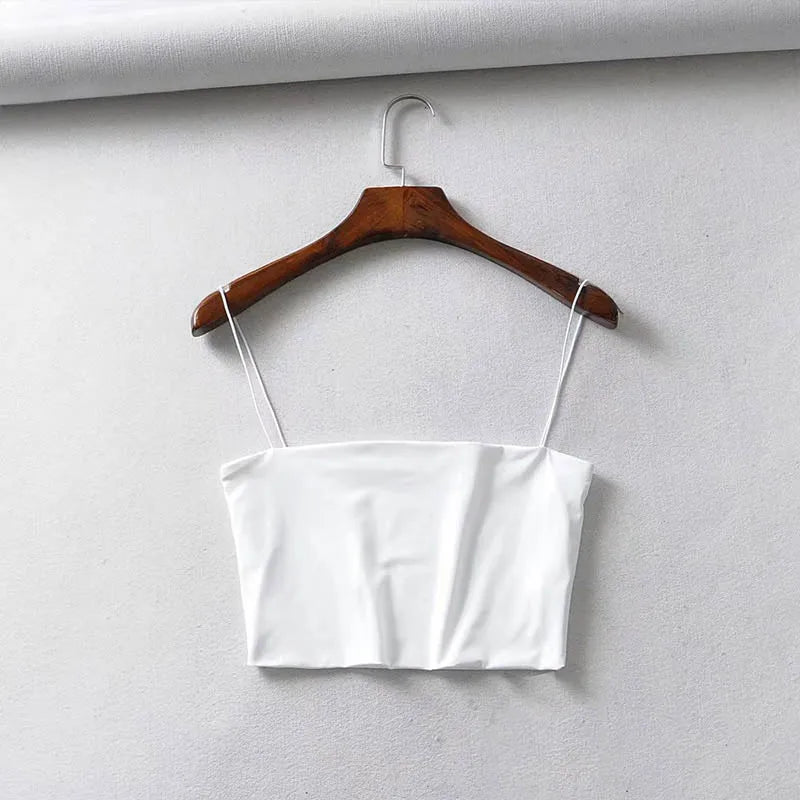 2025 Summer Women’s Crop Top – Sexy Elastic Cotton Cami Sleeveless Short Tank Top