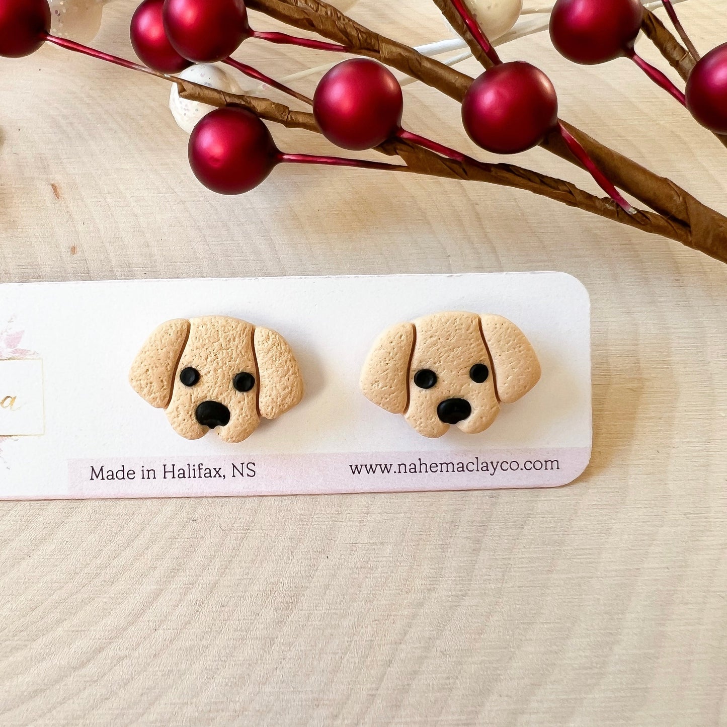 Dog Studs clay earrings