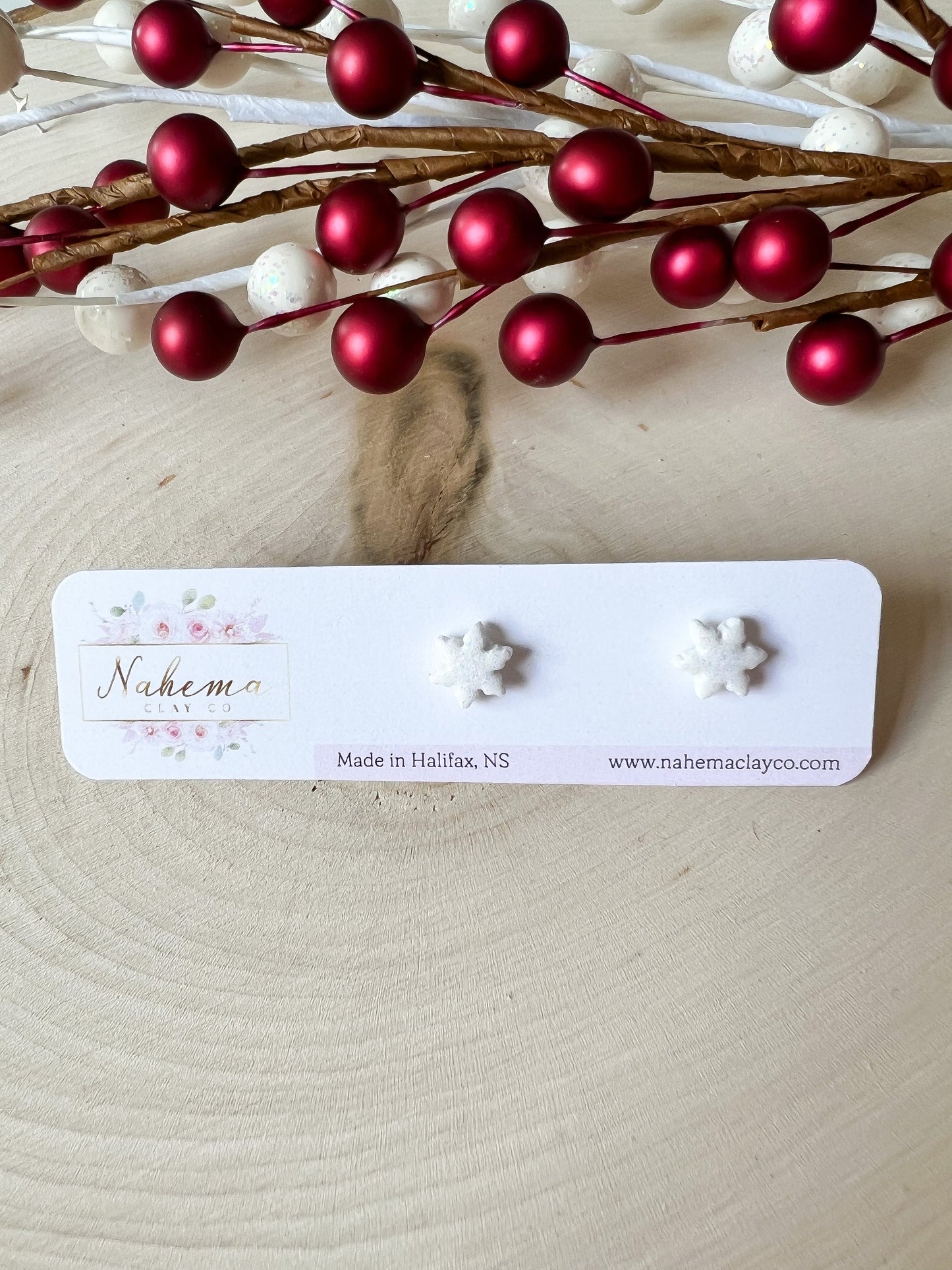 Mini Snowflakes handmade polymer clay earrings