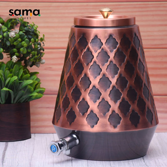 Pure Copper Water Dispenser Conical Antique Diamond Designed Capacity