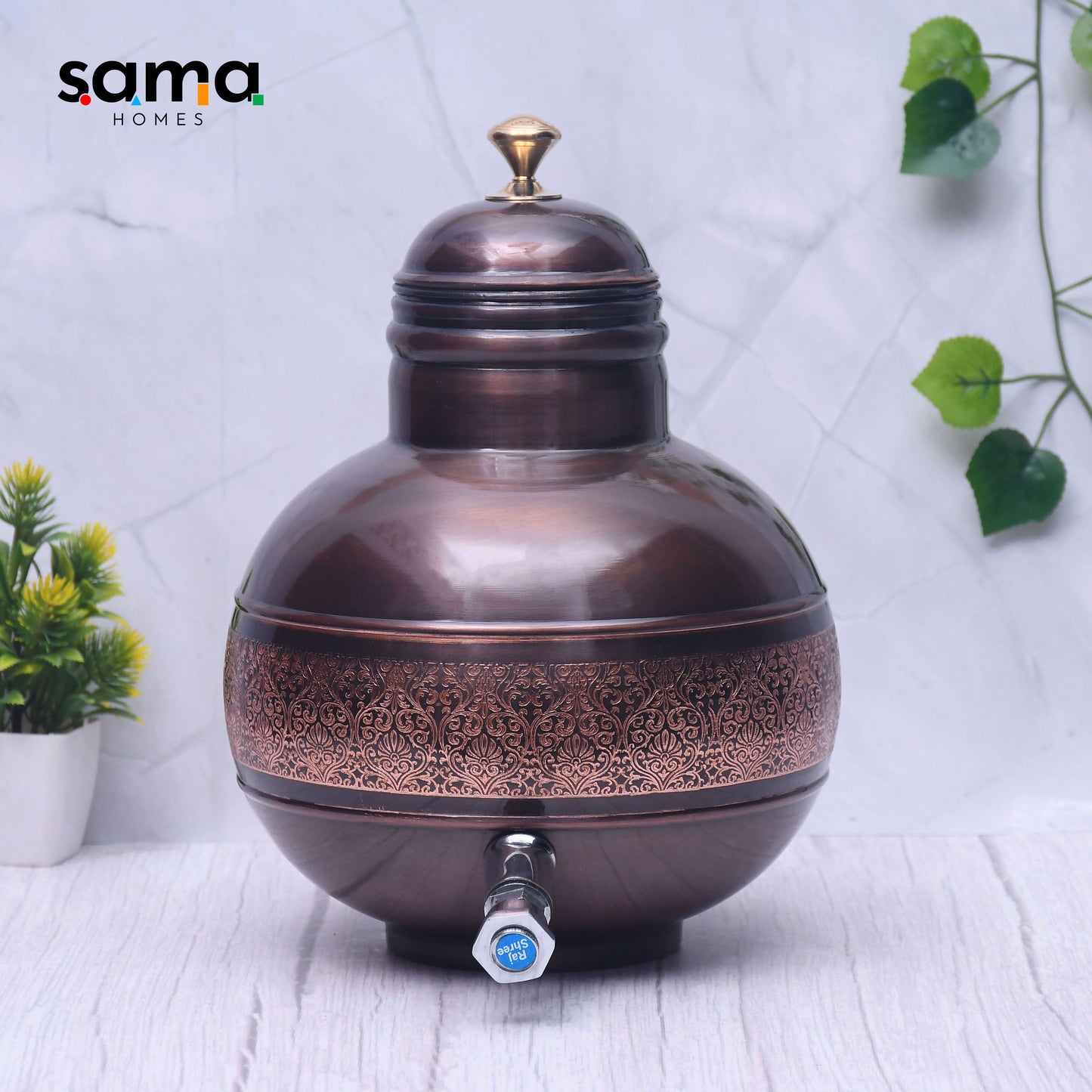 Pure Copper Water Dispenser Antique Engraved Ghada/Pot  Capacity