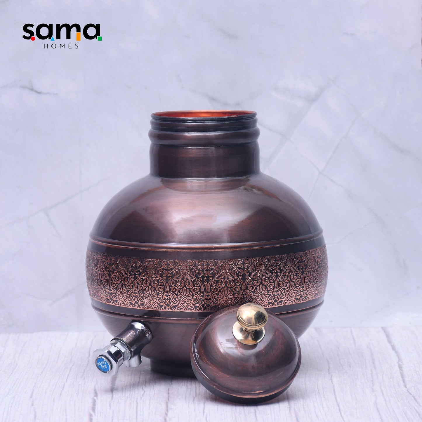 Pure Copper Water Dispenser Antique Engraved Ghada/Pot  Capacity