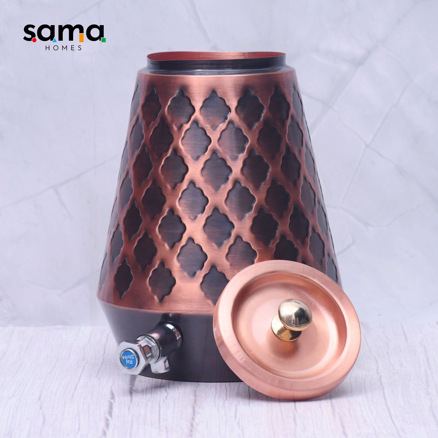 Pure Copper Water Dispenser Conical Antique Diamond Designed Capacity