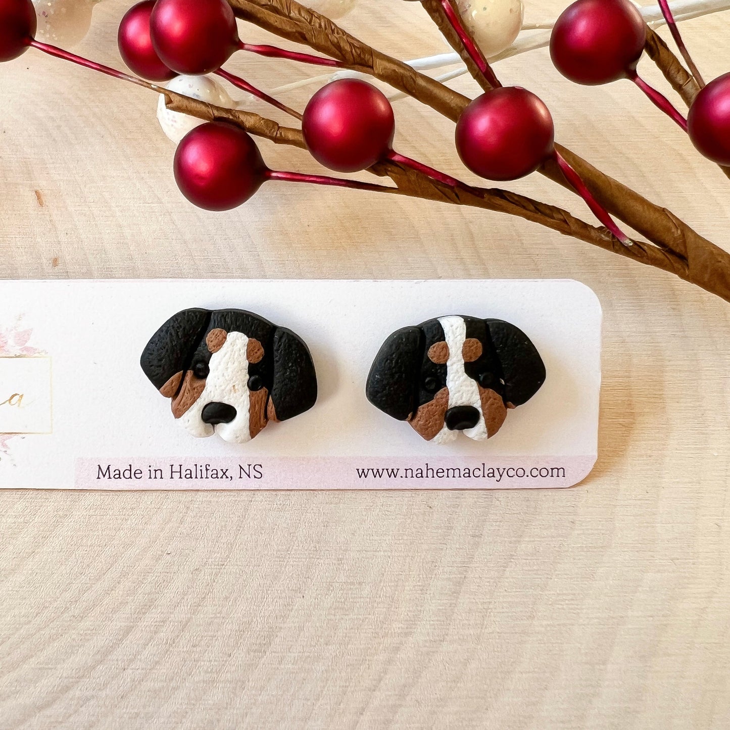 Dog Studs clay earrings