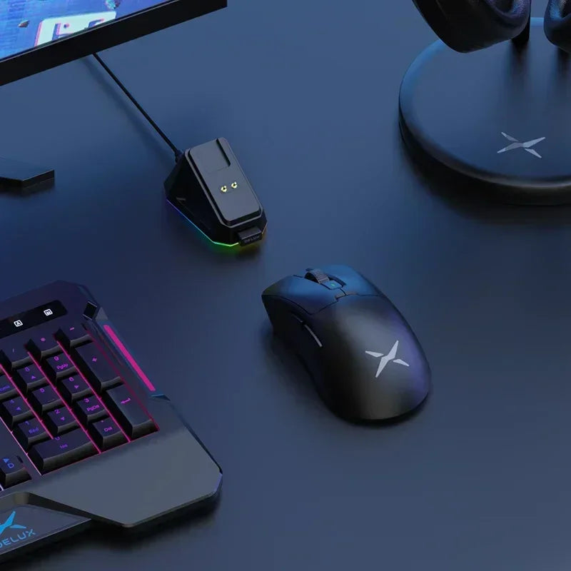 Wireless Gaming Mouse Ergonomic 8K Polling Rate PAW3395 63g Magnetic RGB Charging Dock for Right Big Hand PC Gamer