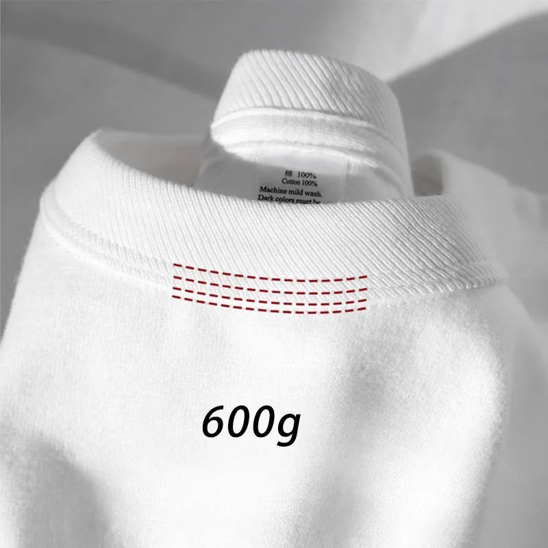 600grams 100% Cotton Men Oversized Heavyweight T Shirt Summer Women Short Sleeve Top Casual Men's Tees