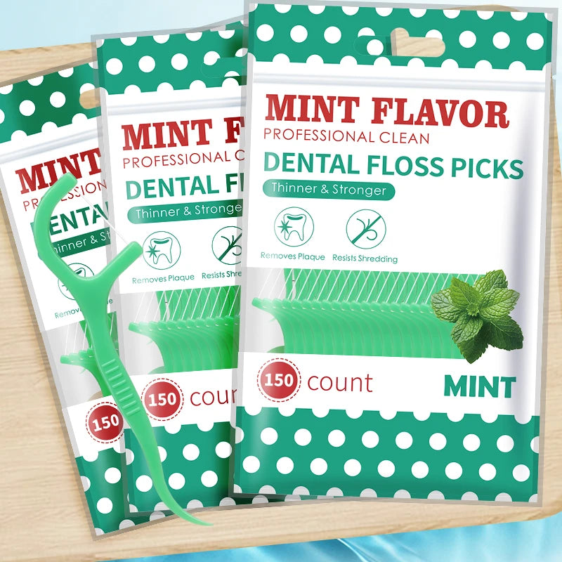 Mint Dental Floss Sticks – Portable Disposable Oral Care Picks for Deep Interdental Cleaning