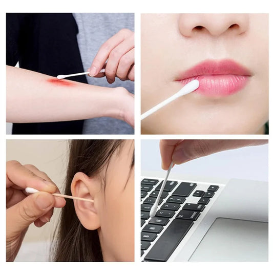 100pcs Disposable Double-Ended Cotton Swabs – Ear Cleaning & Makeup Removal