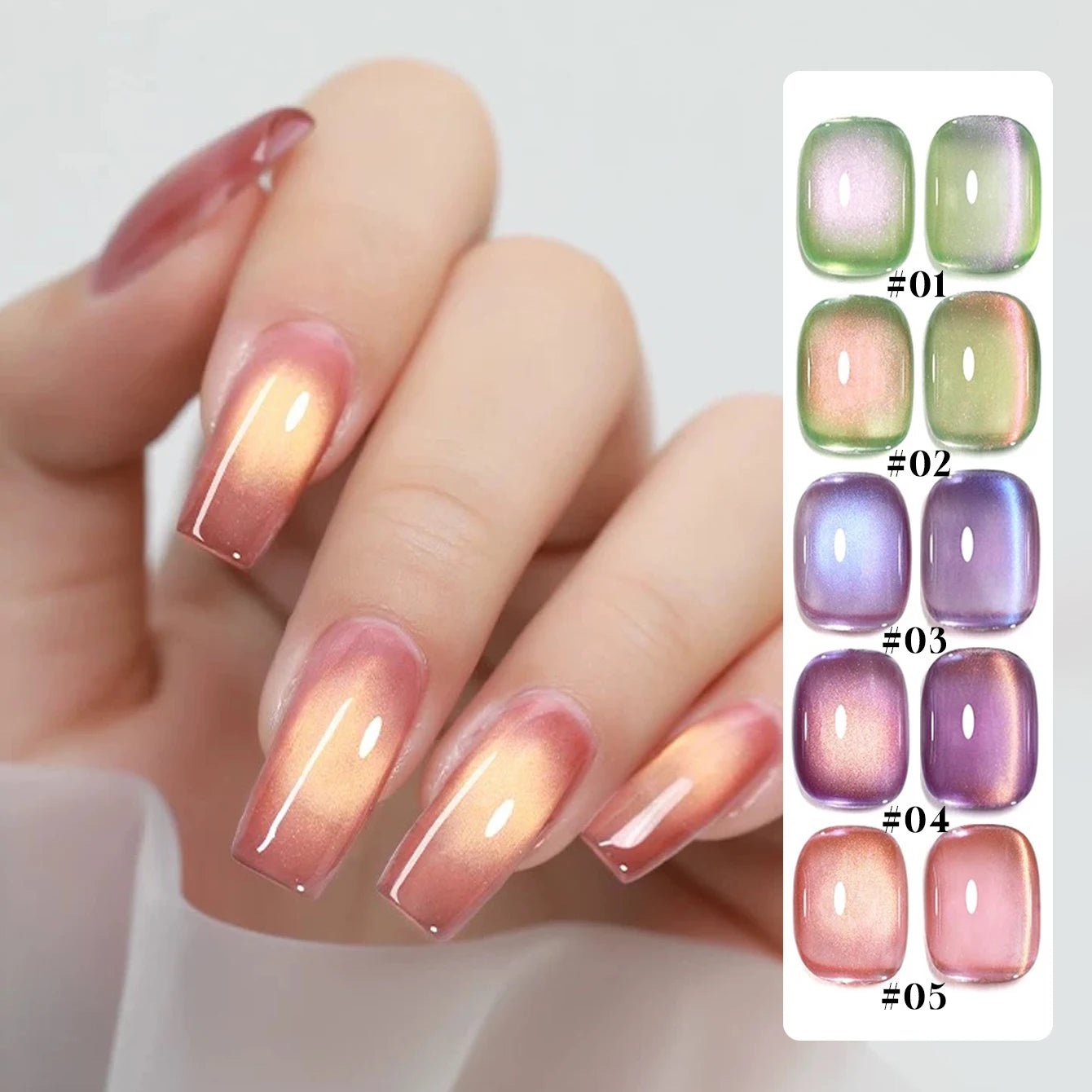 1/6PCS SS25 Cat Eye Gel Polish Kit – 5 Colors w/ Glass Beads & Crystal Effect | Professional Nail Art Manicure Supplies