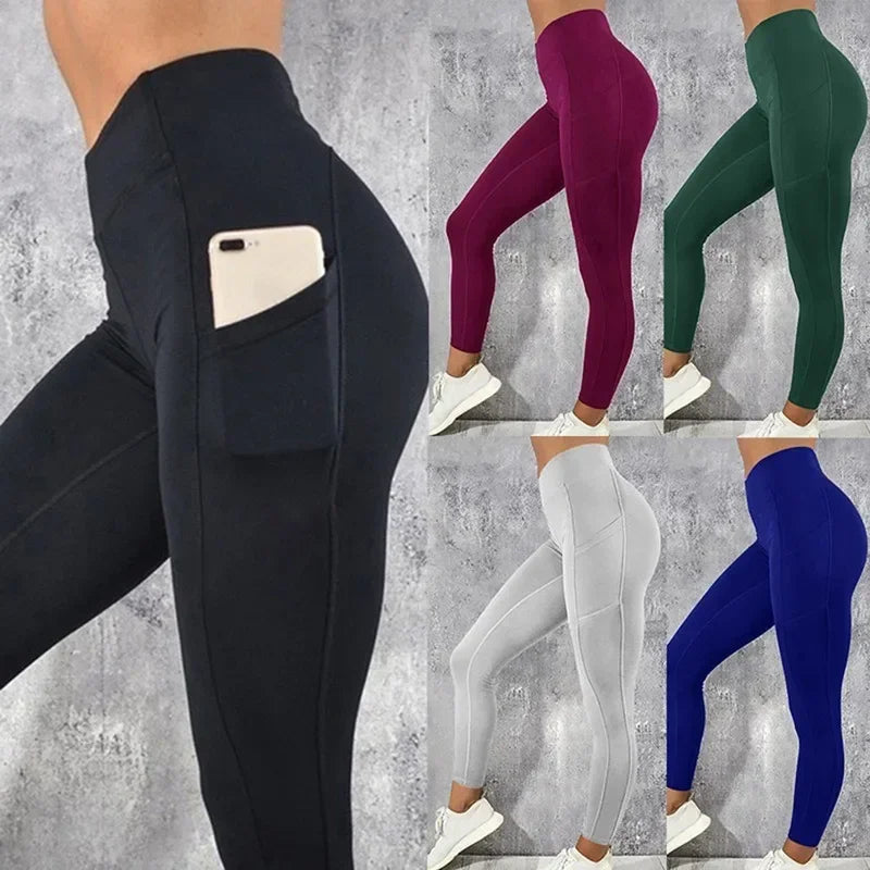Yoga Fitness Women’s Leggings – High Waist Tights with Pocket, Butt Lifting