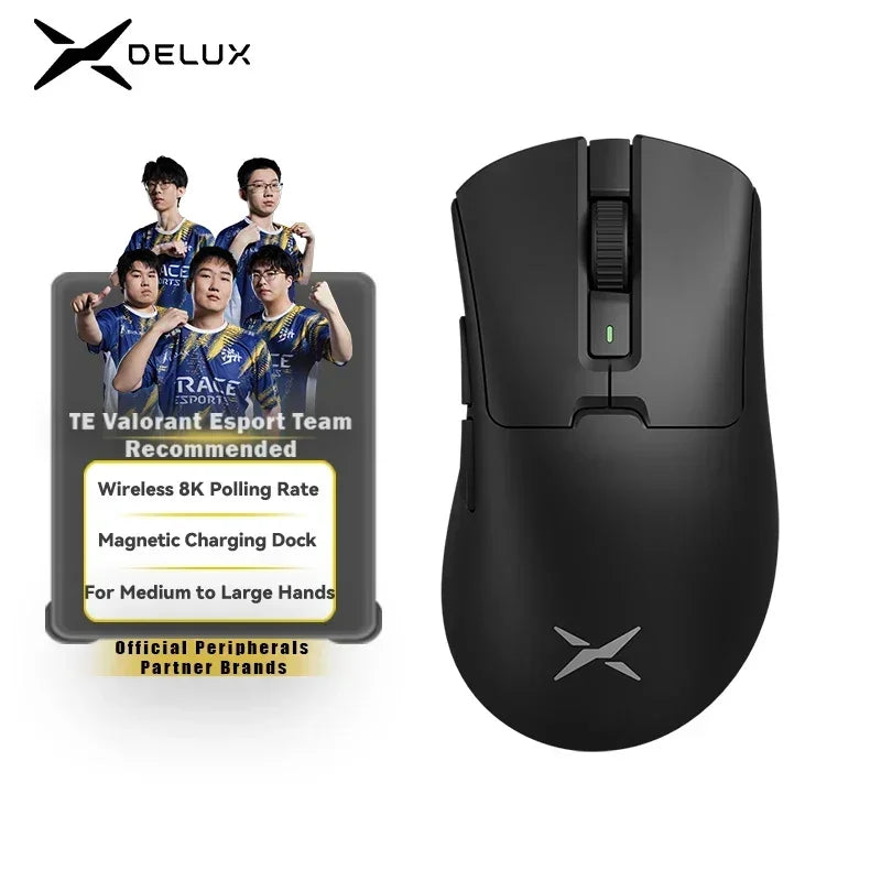 Wireless Gaming Mouse Ergonomic 8K Polling Rate PAW3395 63g Magnetic RGB Charging Dock for Right Big Hand PC Gamer