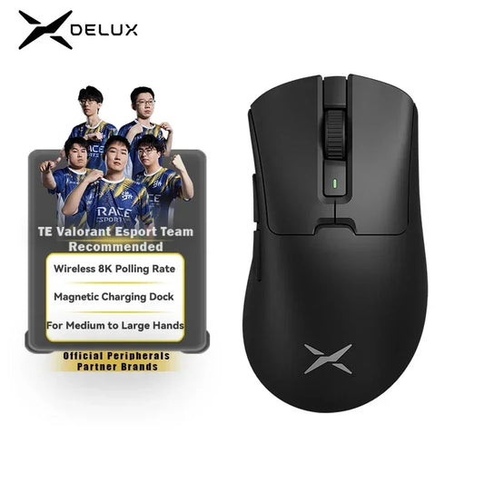 Wireless Gaming Mouse Ergonomic 8K Polling Rate PAW3395 63g Magnetic RGB Charging Dock for Right Big Hand PC Gamer