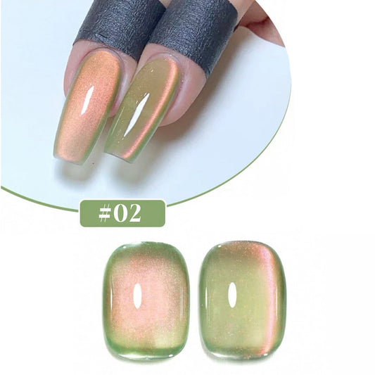 1/6PCS SS25 Cat Eye Gel Polish Kit – 5 Colors w/ Glass Beads & Crystal Effect | Professional Nail Art Manicure Supplies
