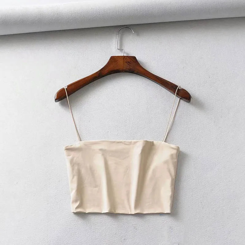 2025 Summer Women’s Crop Top – Sexy Elastic Cotton Cami Sleeveless Short Tank Top