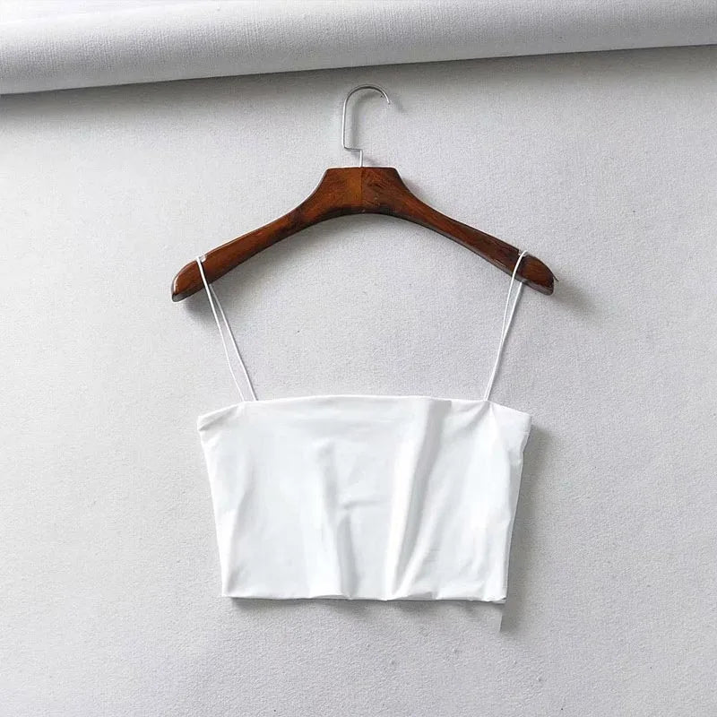 2025 Summer Women’s Crop Top – Sexy Elastic Cotton Cami Sleeveless Short Tank Top