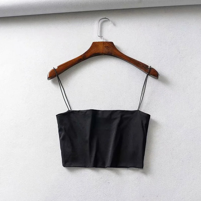 2025 Summer Women’s Crop Top – Sexy Elastic Cotton Cami Sleeveless Short Tank Top
