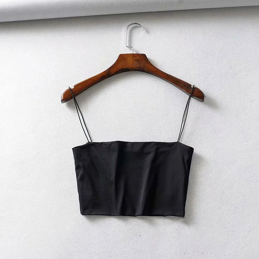 2025 Summer Women’s Crop Top – Sexy Elastic Cotton Cami Sleeveless Short Tank Top