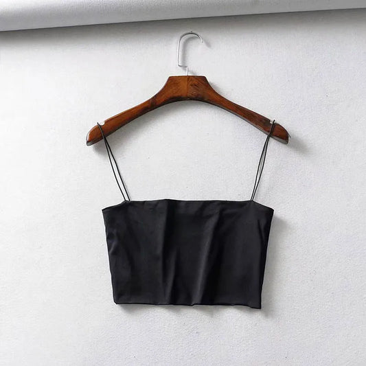 2025 Summer Women’s Crop Top – Sexy Elastic Cotton Cami Sleeveless Short Tank Top