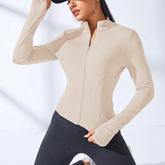 New Yoga Coat Short Sports Jacket WOMEN'S Fitness Clothes Slimming Body Sculpting Zipper Yoga Jacket