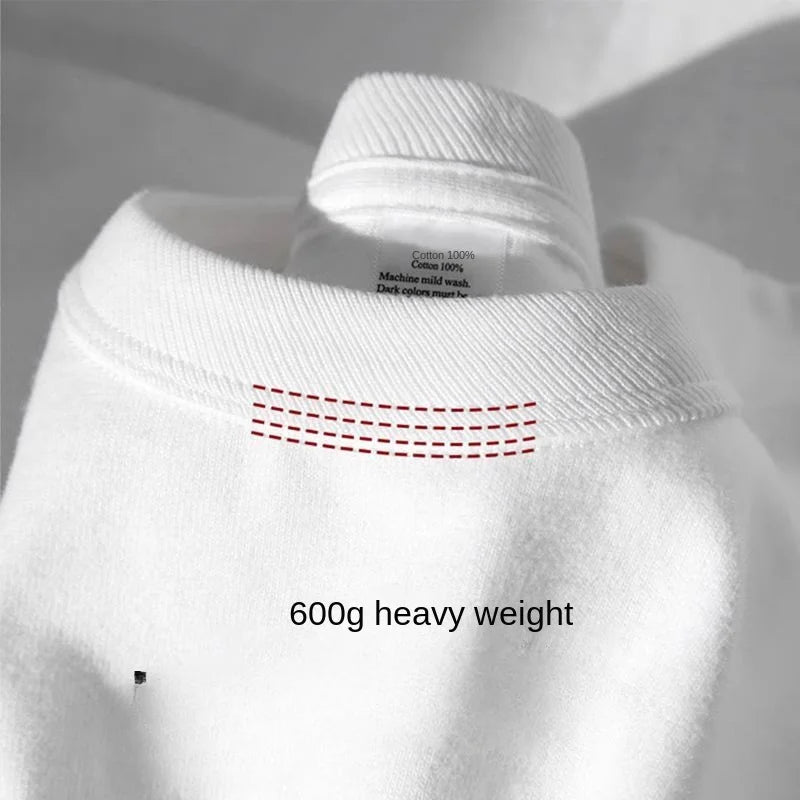 600grams 100% Cotton Men Oversized Heavyweight T Shirt Summer Women Short Sleeve Top Casual Men's Tees